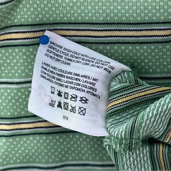 Brooks Brothers Prosport Mens Polo Shirt XL Green‎ Yellow Striped Golf Collared - Picture 9 of 9